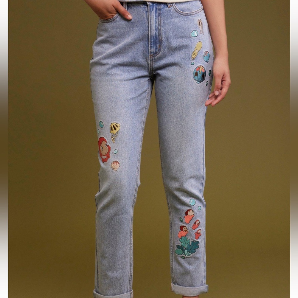Studio Ghibli Ponyo‎ Embroidery Mom Jeans Hot Topic